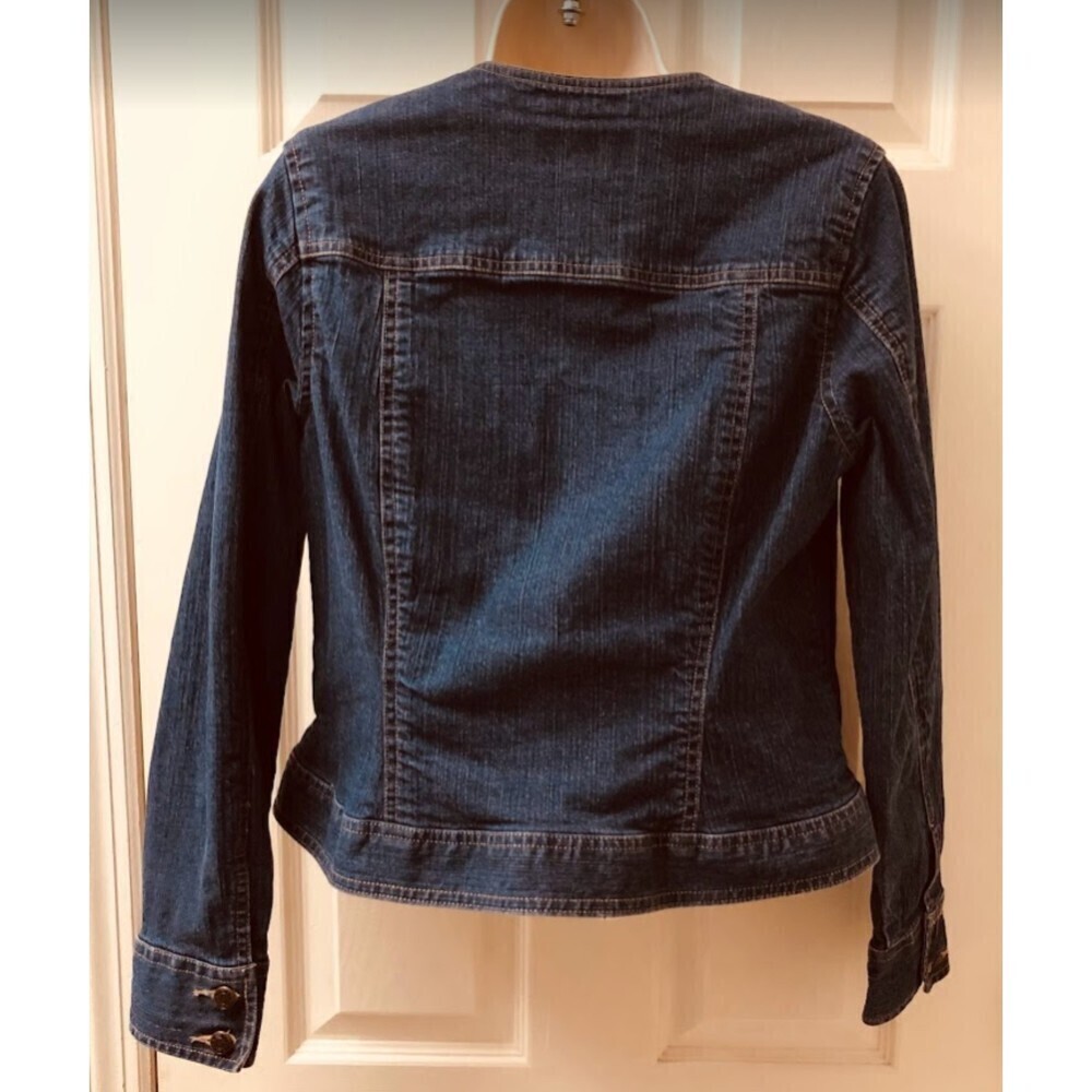 Vintage Crazy Horse Liz Claiborne Stretch Denim Blue Jean Jacket Small - Picture 4 of 8